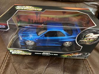 BRIAN'S NISSAN GTR SKYLINE R34 💙 💙"FAST & FURIOUS" 1/24 DIECAST CAR JADA 97173
