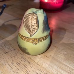 Decorative Pear Trinket Box with Figurine Inside