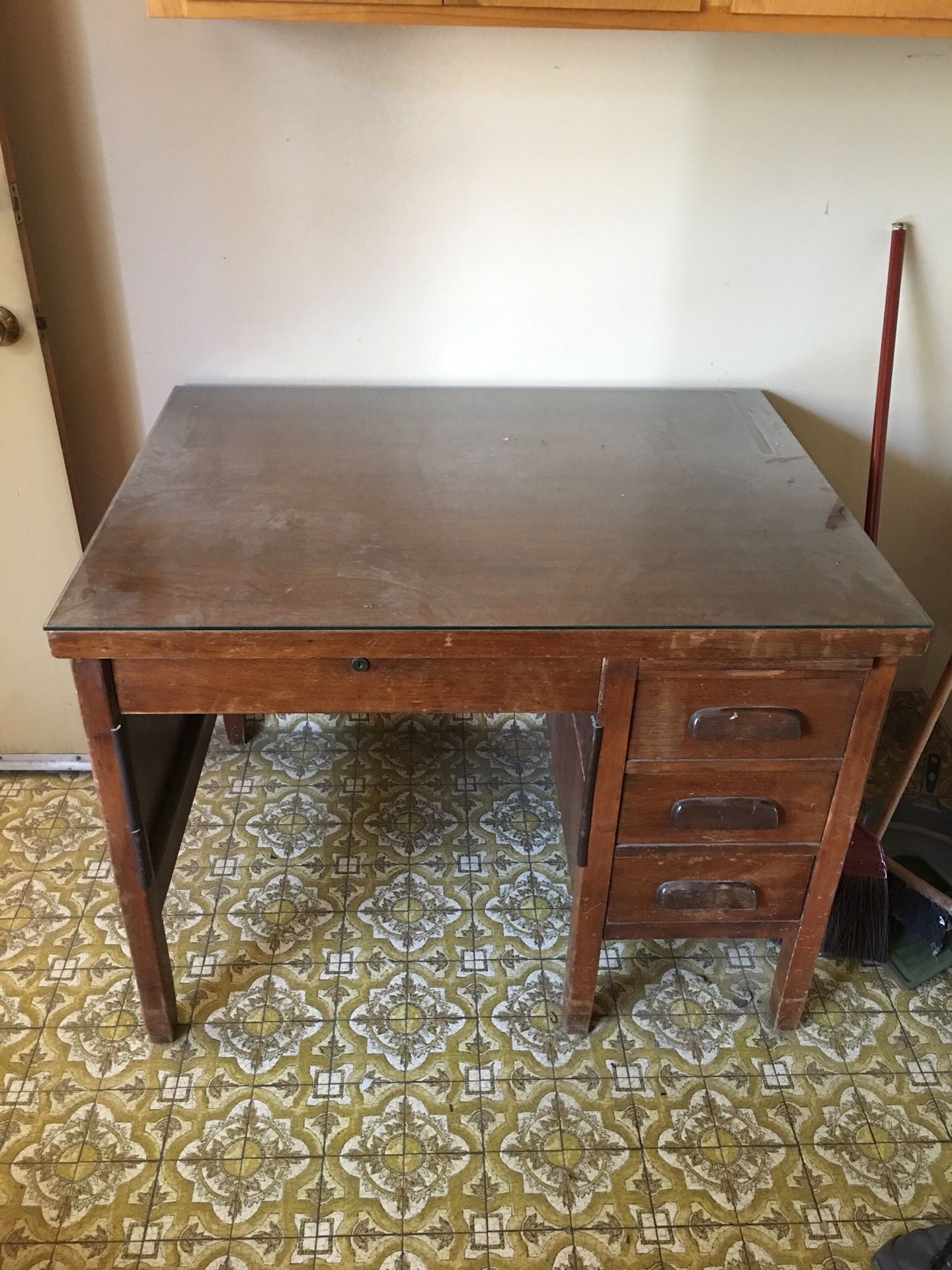 Antique Wood Bankers Desk - Everything works