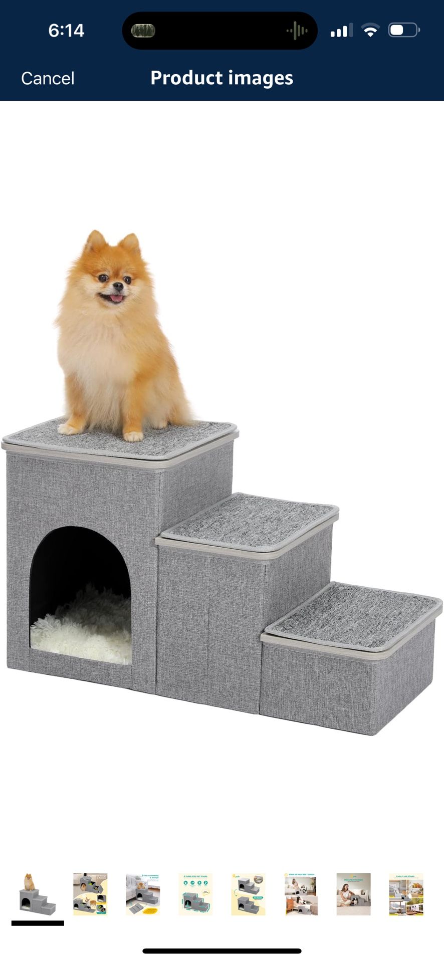 PETEPELA Cat Dog Stairs for Bed, Pet Steps for Small Dogs and Cats, Portable Heavy-Loaded [Up to 120 lbs] Dog Steps with Storage Box 3-Step to Couch, 