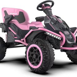 New 24V Ride on Toy for Big Children, Kids' Electric Vehicles Outdoor Race Toy with 4 Strong Motors Total 300W Bluetooth Speaker and 24V 7AH Big Batte