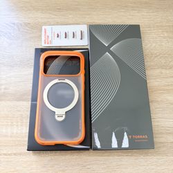 Torras Q3 Air 360 Stand Horizon Orange iPhone 17 Pro Case With New Tempered Glass