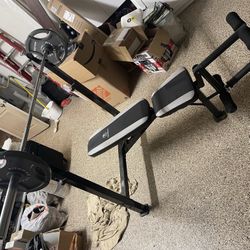 Bench Press, Bar bell (50lb), (2) 45’s Plates