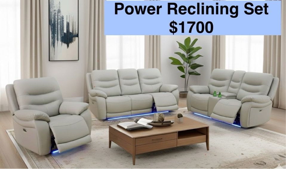 💥FREE DELIVERY💥Brand New POWER, LED, USB 3PC Reclining Sofa Loveseat Chair Set