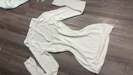 Open scoop-back knit mesh White mini dress