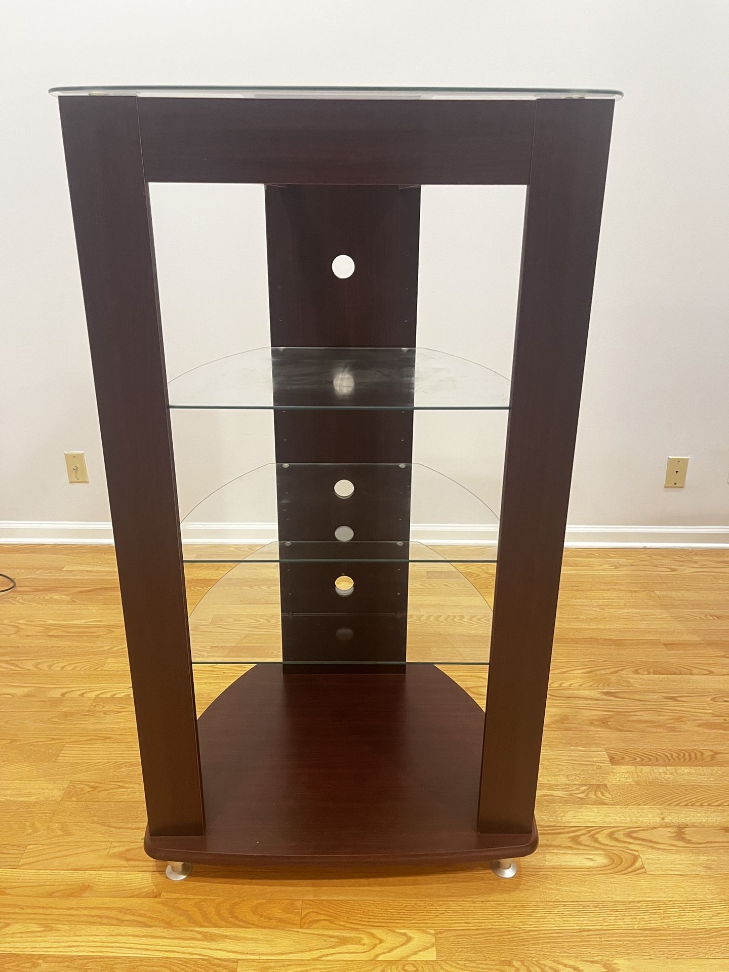 Modern Media Console / Audio Video Component Stand with Glass Shelves