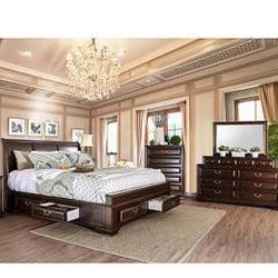 Brand New Queen Size Elegant Wood Bedroom Set 