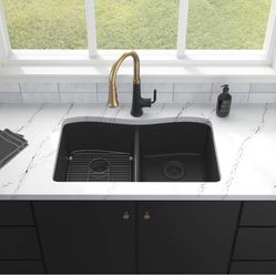 33” Double Sink Black Matte