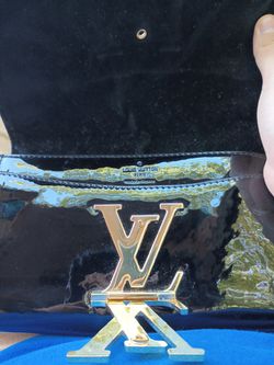 Louis Vuitton Clutch Purse Black With Gold Chain Strap for Sale in