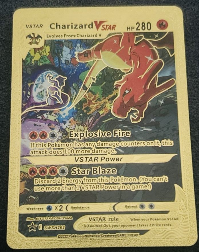 Charizard VStar Gold Foil Fan Art Vinyl Pokemon HP280 Textured Collector Card