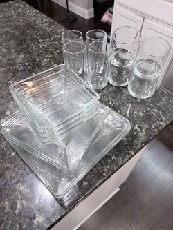 Clear Glass Dinnerware and Drinking Glass Set