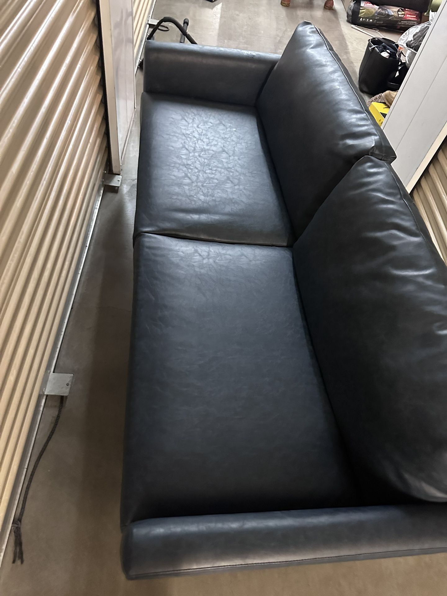 Blue vinyl sofa