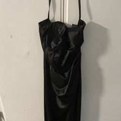 Black Silk Dress Slit Down