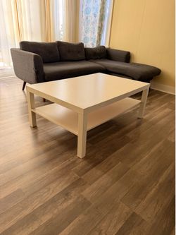 White Coffee Table with Lower Shelf – Modern Minimalist Style