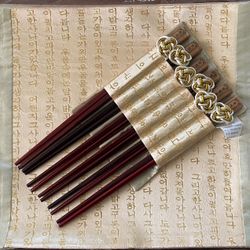 Korean Text Placemat And Chopsticks- Set Of 6