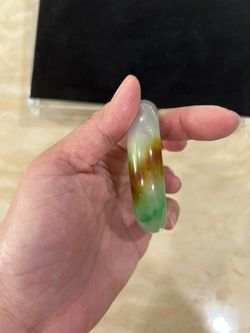 Grade A Natural Burmese Jade Tricolor Bangle (58 mm Inner)