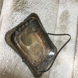 Cheltenham Silver Plate E.P.N.S. Serving Tray/w Handle-Made In England