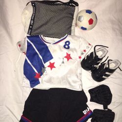 American Girl Doll Soccer Outfit with Soccer Ball and Bag
