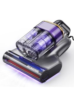 Bed Vacuum Cleaner, Mattress Vacuum with 2 Roller Brushes 253.7nm UV-C Light & Ultrasonic,145°F Heat, HEPA Filter, 18kPa Suction 650W Powerful Handhel