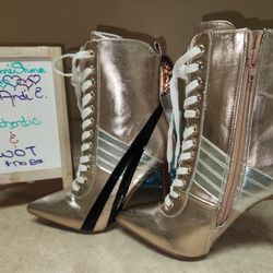 Womens High Heel Sneaker Boot, SZ: 5.5, Rose Gold ~ NWOT