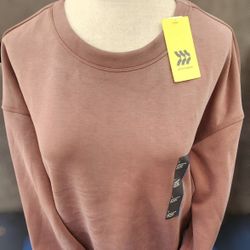 NWT All In Motion Sandwash Crewneck Brown Pullover Sweatshirt