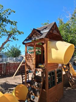 Wooden Outdoor Playset with Slide and Clubhouse1