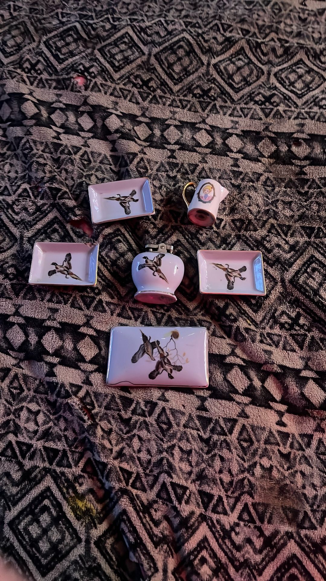 Old Lighter And Ashtrays  