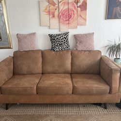 Brown Faux Leather Couch & Loveseat 