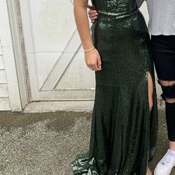 Forest Green Sequin Homecoming/ Prom Dress