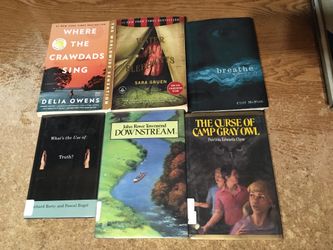 LOT OF 6 BOOKS NOVEL YOUNG ADULT DOWNSTREAM TOWNSEND BREATHE CRAWDADS SING WATER FOR ELEPHANTS