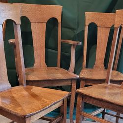 Antique Dining Room Oak Chairs 4