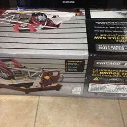 Chicago Electric 7" 1.5 HP Bridge Tile Saw Cuts Masonry Up To 20" Long, 14" Diag