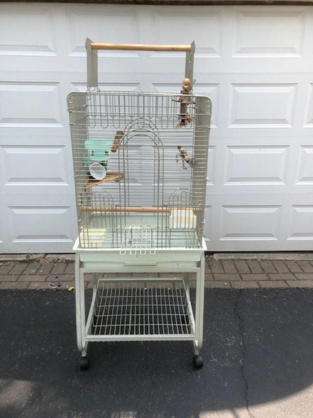 Bird Cage On Rolling Cart