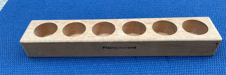 Vintage FISHERbrand Wooden Bottle Rack — 6-Place