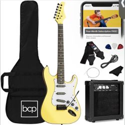 Yellow Electric Guitar And Amp 
