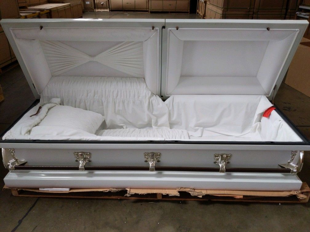 Antique White Shaded Silver Rose Casket