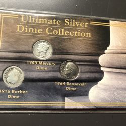 Silver Barber Dime, Mercury Dime & Roosevelt Coin Set