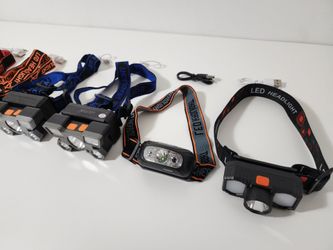 6pcs 5 Led and 3 Led with Built-in 18650 Battery USB Rechargeable Portable Headlights