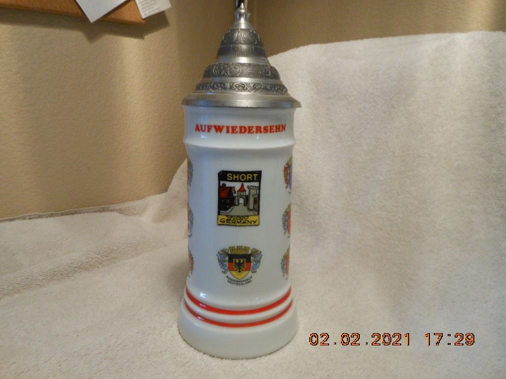 NEW - Aufwiedersehn - Visit Germany Beer Stein Made In West Germany By L. Eberz