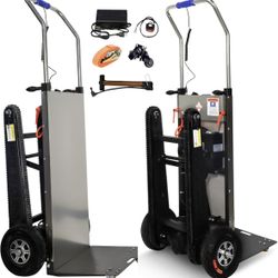 Electric Stair Climbing Dolly, 661lb 600W Powered Electric Stair Climbing Hand Trucks Dolly Cart with Rubber Tracks for Moving, Heavy Duty Stair Climb