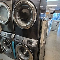 Samsung Front Loading Washer And Stackable Gas Dryer Set 