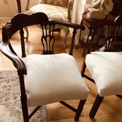 Set Of Two Antique Side Chairs Just Reupholstered