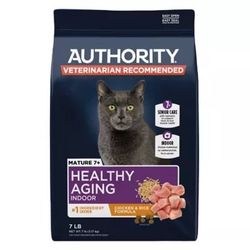 Authority Everyday Health Indoor Senior Cat Dry Food - Chicken & Rice, With-Grain 7LB bag