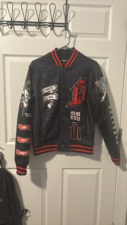 CNCPT studios red and black varsity jacket