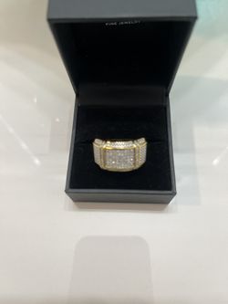 Men's Genuine Diamond Cluster Ring (1/2 ct. t.w.) in 18k Yellow Gold-Plated Sterling Silver 