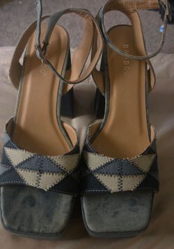 Denim platform heels
