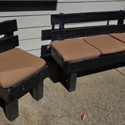 Heavy Duty Wood Bench set- Cushions Included