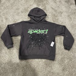 Sp5der Hoodie Grey And Green Size L