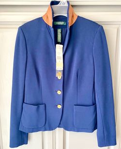 LAUREN by Ralph Lauren Petite Blazer Jacket Capri Navy Blue NWT Size 4P