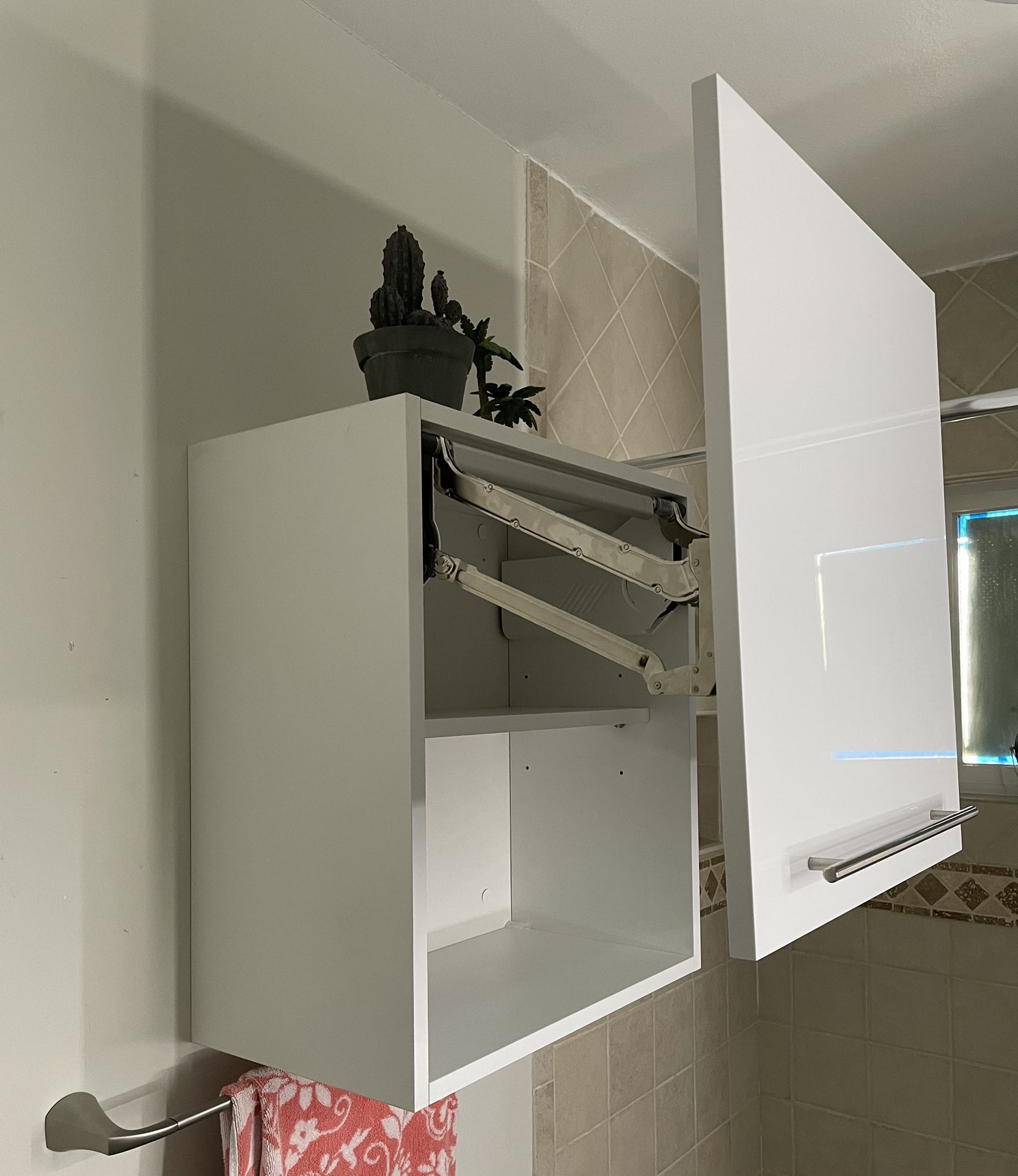 White Wall Cabinet With Lift Up Door 